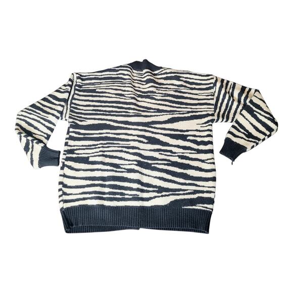 Janice Apparel Zebra Striped Button Down Cardigan Sweater  Animal Print One Size - Picture 2 of 9